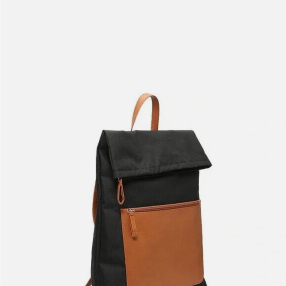 DSW Exclusive Foldover Backpack - BLACK / BROWN NWT - Picture 3 of 8